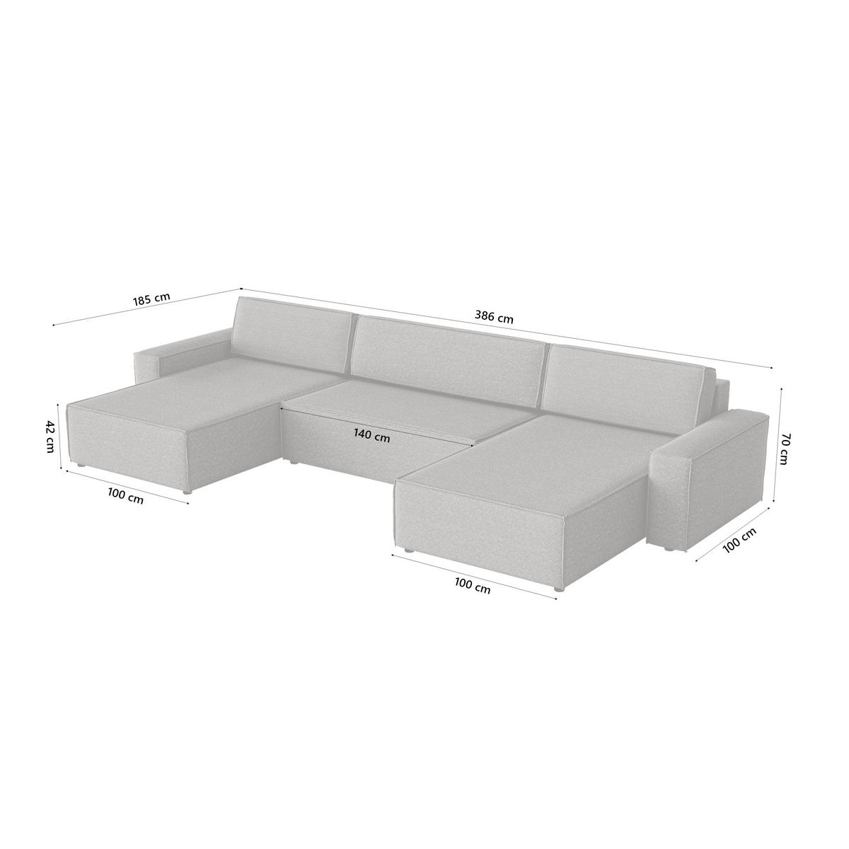 WOHNLANDSCHAFT Lummo U mit Schlaffunktion, Graphit - Graphitfarben, Textil (386/70/185cm) - Fedve