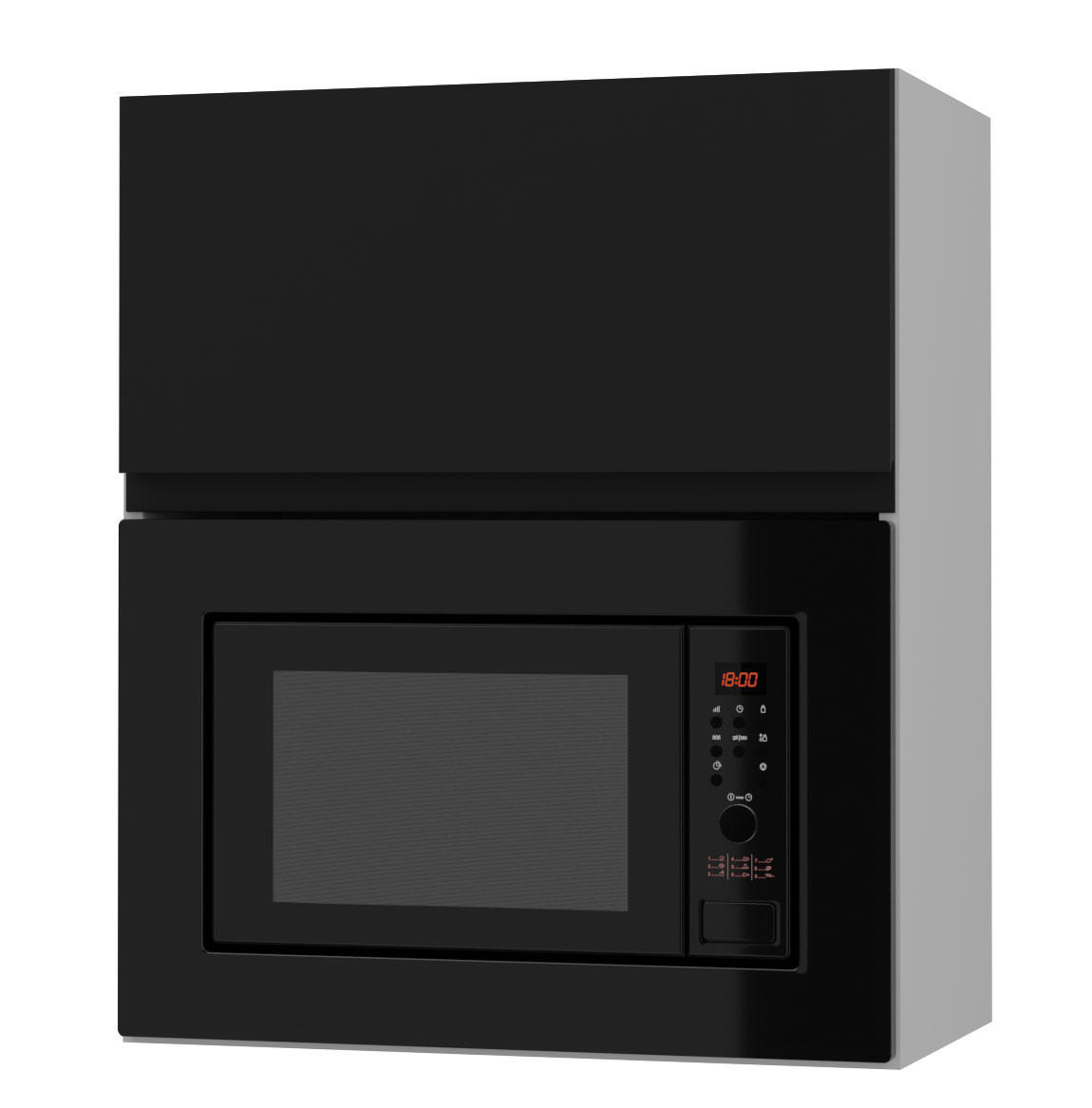 MIKROWELLENUMBAUSCHRANK Avellino W2MK/60 schwarz Acryl matt / Grau 60 / 32,5 / 72cm - Schwarz/Grau, Holz/Holzwerkstoff (60/72/32.5cm) - Feldmann-Wohnen