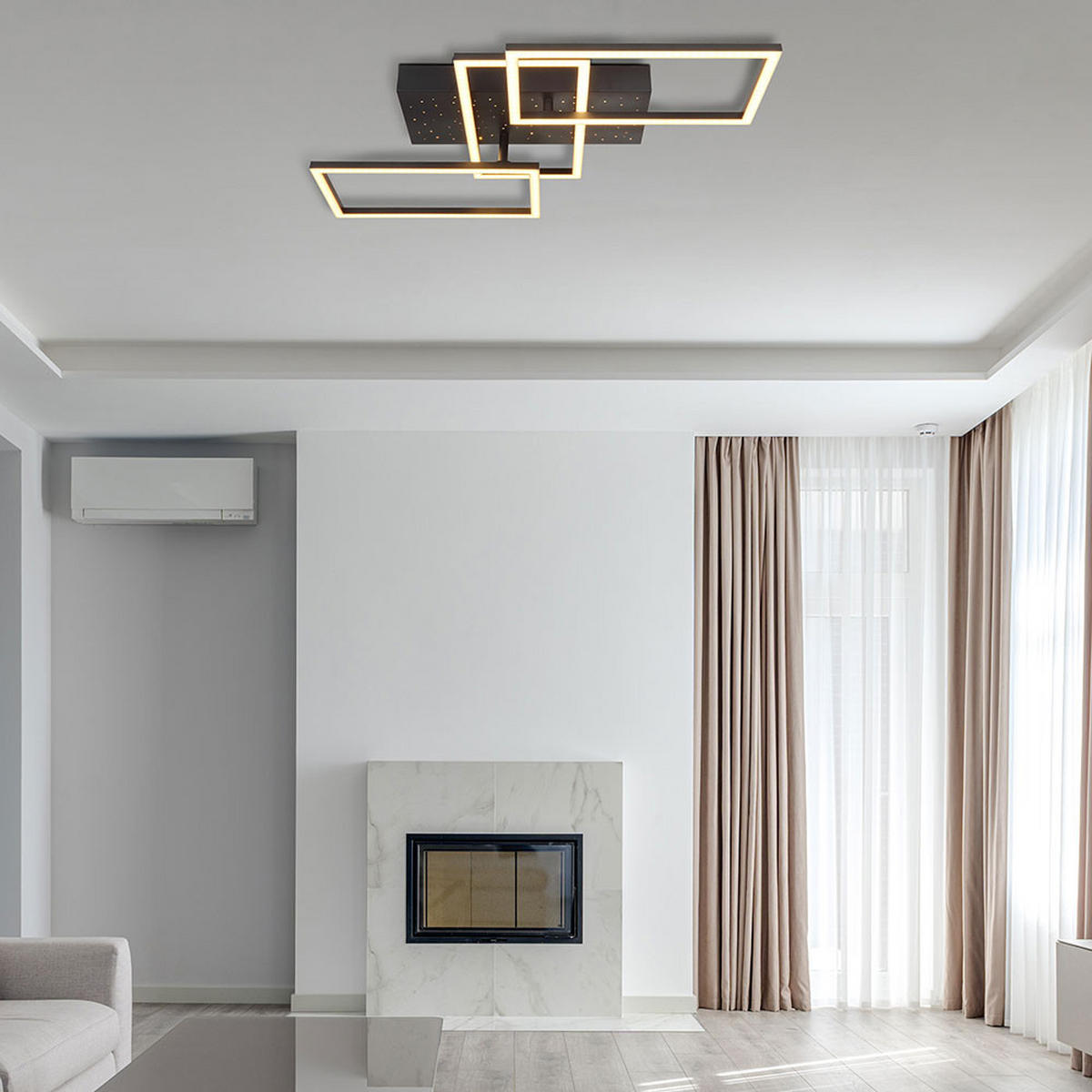 LED DECKENLEUCHTE Metall Schwarz Sterneneffekt - Schwarz, Metall (59/40.5/9.7cm) - Globo Lighting