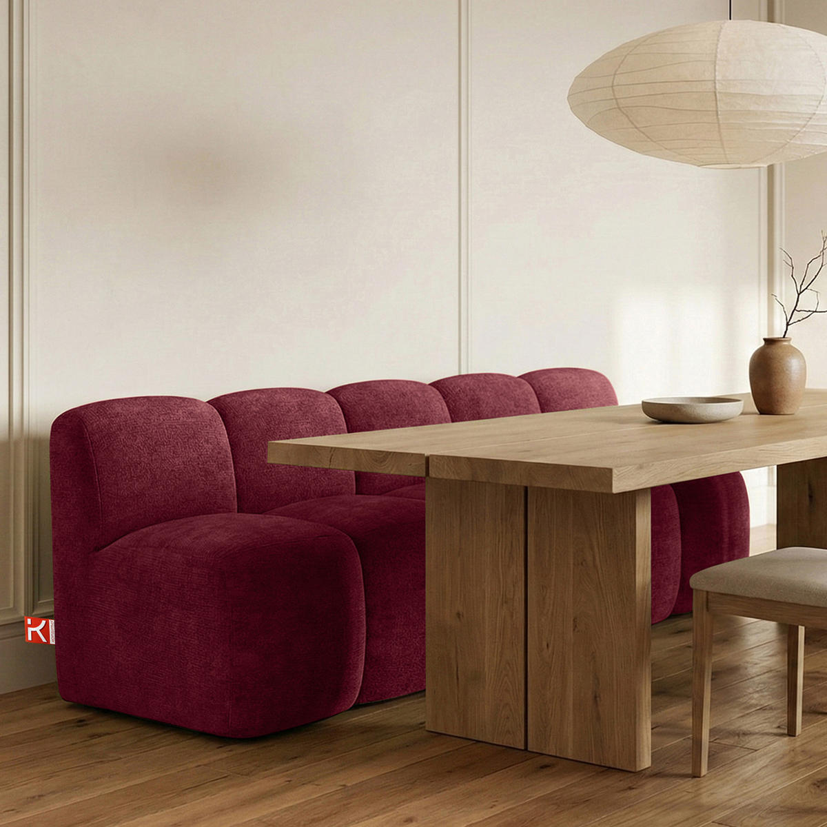 ESSZIMMERBANK BRESCO, Bordeauxrot - Bordeaux, Holz/Holzwerkstoff (203/80/72cm) - KONSIMO®