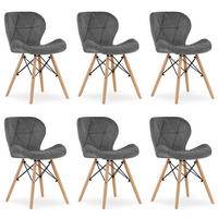 STUHL AMATRICE 6-er Set, Grau, mit Samtstoff gepolstert - Hellgrau, Holz/Textil (48/74/53cm) - Komodee