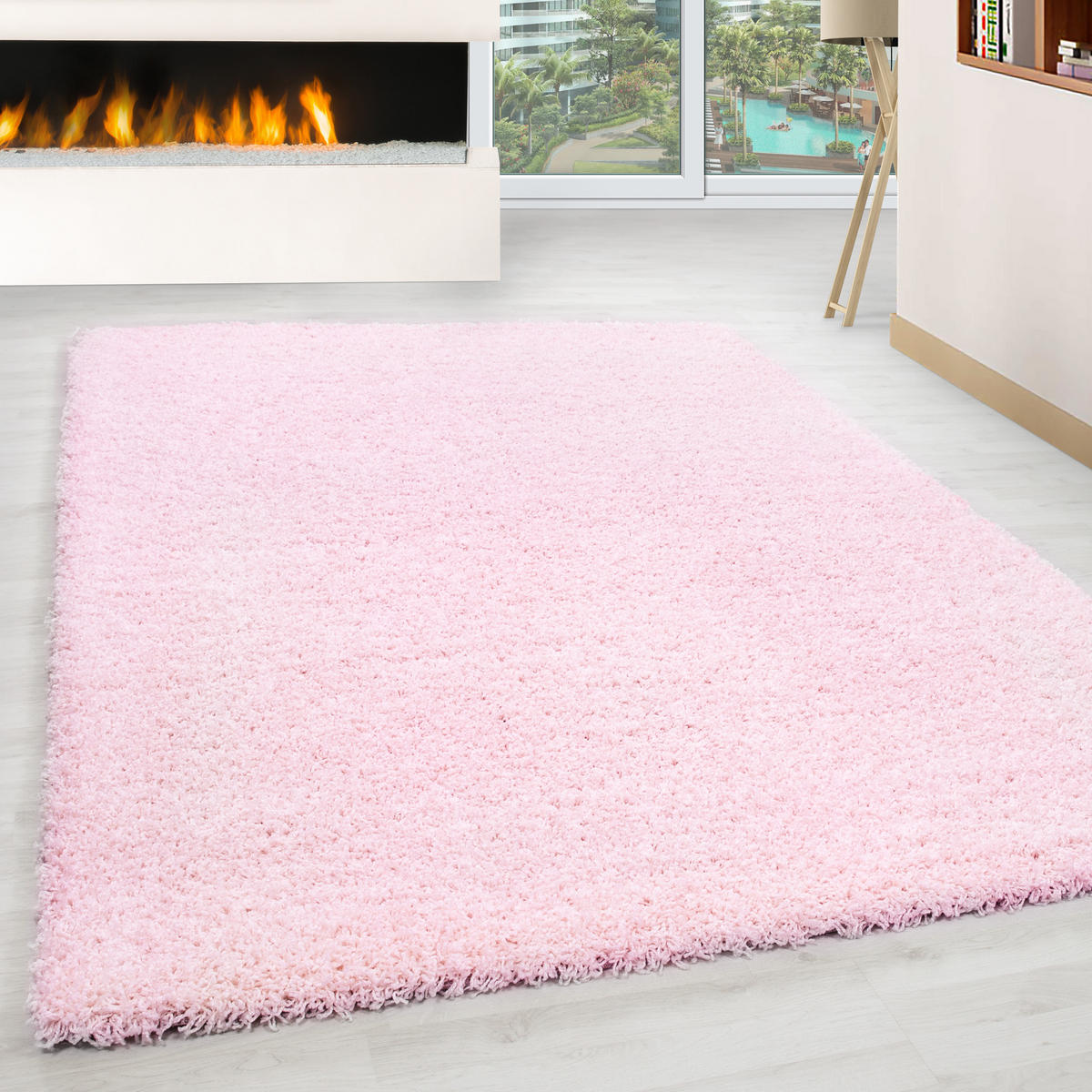 TEPPICH Hochflor Unifarben Polypropylen Wohnzimmer Shaggy Pink Läufer 60x110 - Rosa, Textil (60/110cm) - KADIMA DESIGN