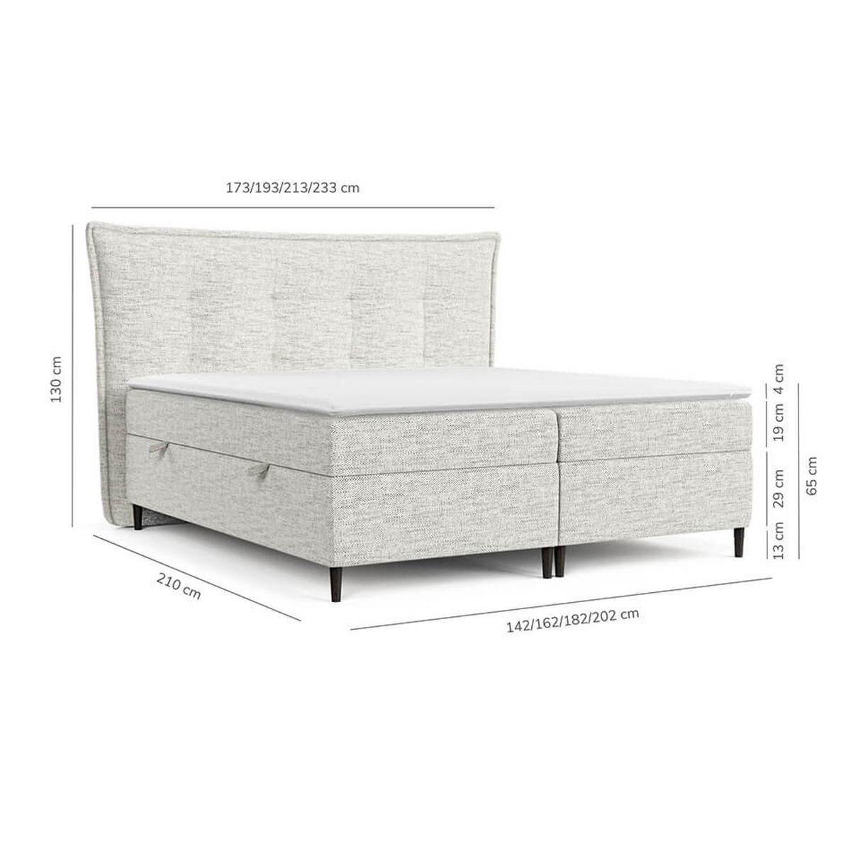 BOXBETT Las Palmas 200/200 cm Grau im Alta Stoff - Schwarz/Grau, Holz/Holzwerkstoff (200/200cm) - AltaBeds