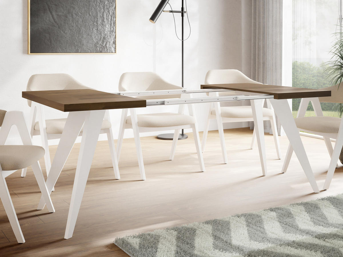 ESSTISCH Quadro quadratischer ausziehbarer, Lefkas Eiche 100-200/100/76 cm - Alteiche/Weiß, Holz/Holzwerkstoff (100/100/76cm) - WFL GROUP