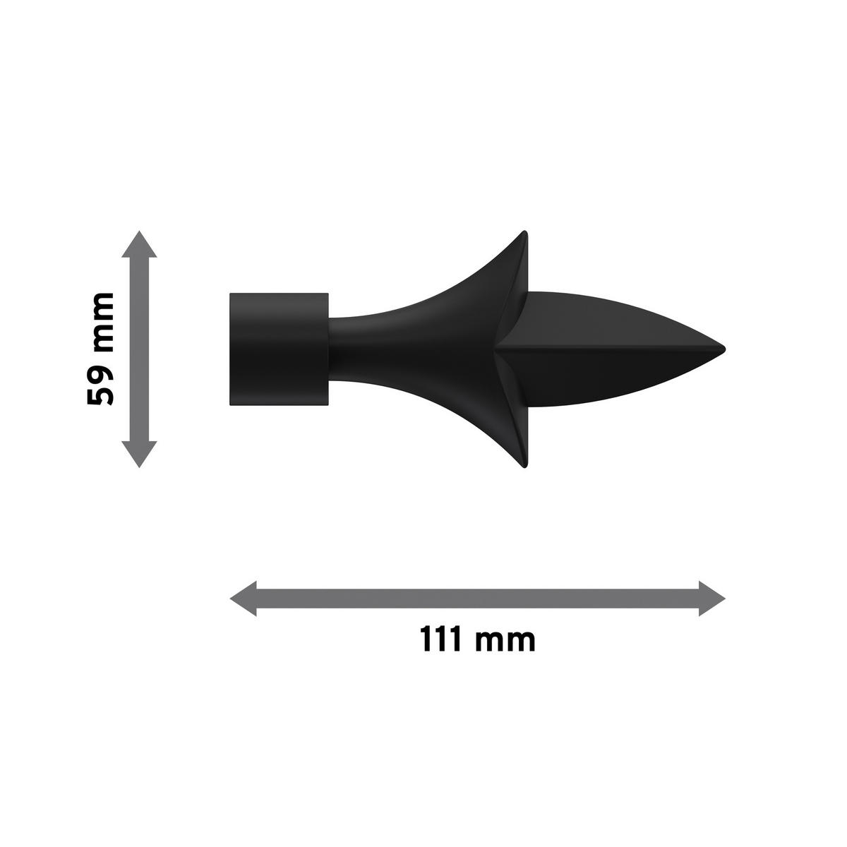 ENDSTÜCKE FÜR TELESKOP-GARDINENSTANGEN Lily 16/13 mm Ø Schwarz, Packung 2 Stück - Schwarz, Kunststoff (11.1/5.9/5.9cm) - INTERDECO