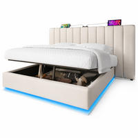 POLSTERBETT 180/200 mit Bettkasten, LED und USB in Weiß - Weiß, Holzwerkstoff/Textil (180/200cm) - EVRYAE