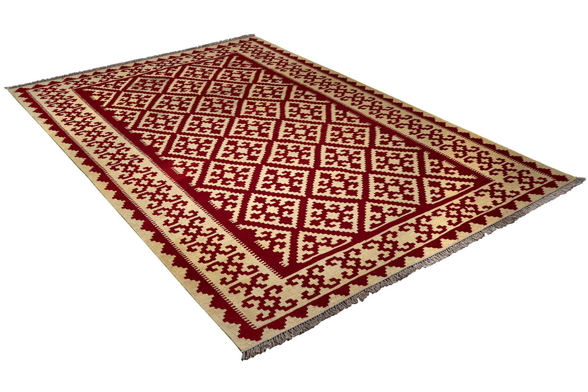 HANDWEBTEPPICH Gashgai Kelim Rot 253/185 cm Schurwolle - Rot, Textil (185/253cm) - Looma