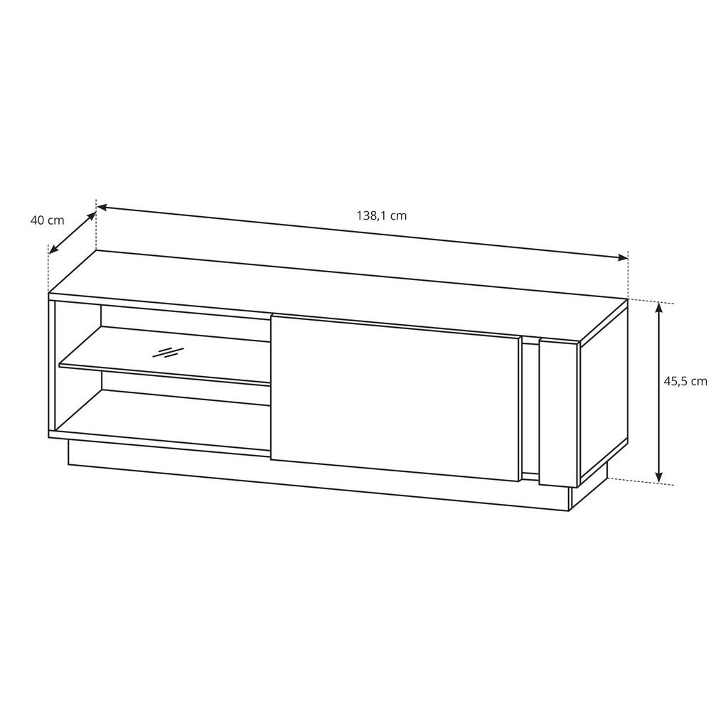 Thumbnail - Komodee Tv-Element, Weiß, Glas, Holzwerkstoff, 1 Fächer, 138x46x40 cm, Wohnzimmer, Wohnwände, Lowboards, Lowboards stehe...