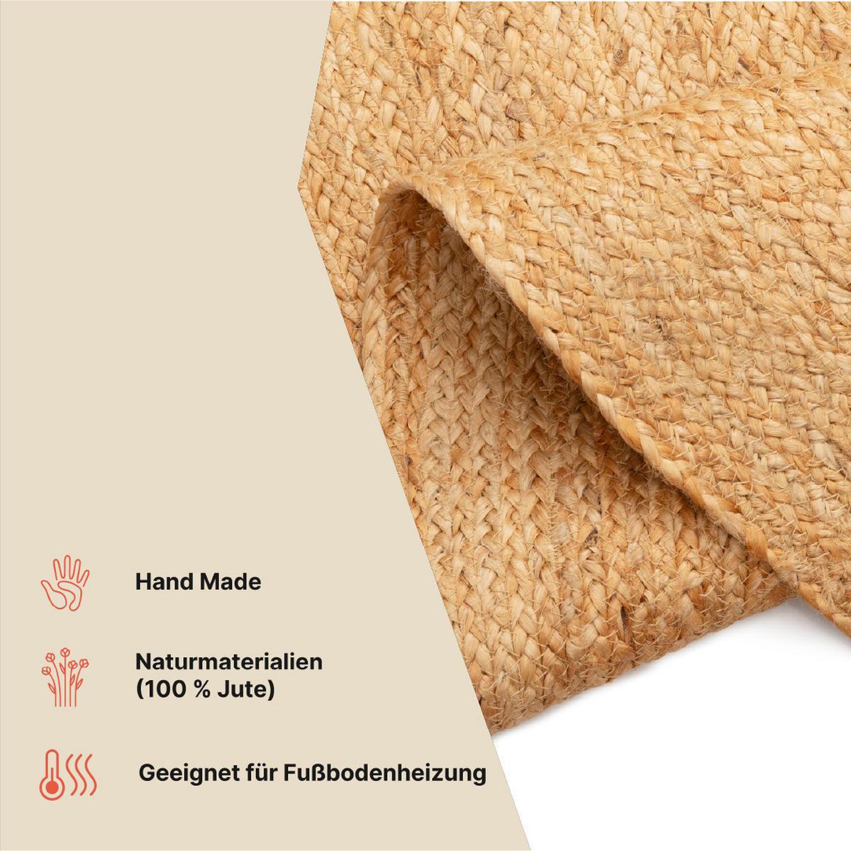 TEPPICH JUTE Rund Braun Beige 120/120 cm - Hellbraun, Textil (120/120cm) - Tapiso