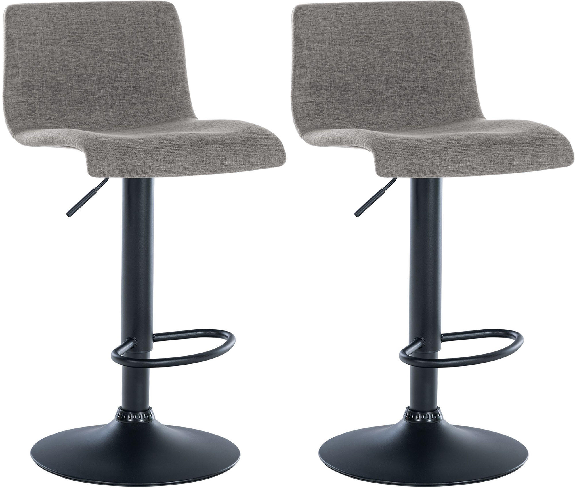 BARHOCKER 2er Set Stoff hellgrau - Hellgrau/Schwarz, Textil/Metall (39/84/36cm) - CLP