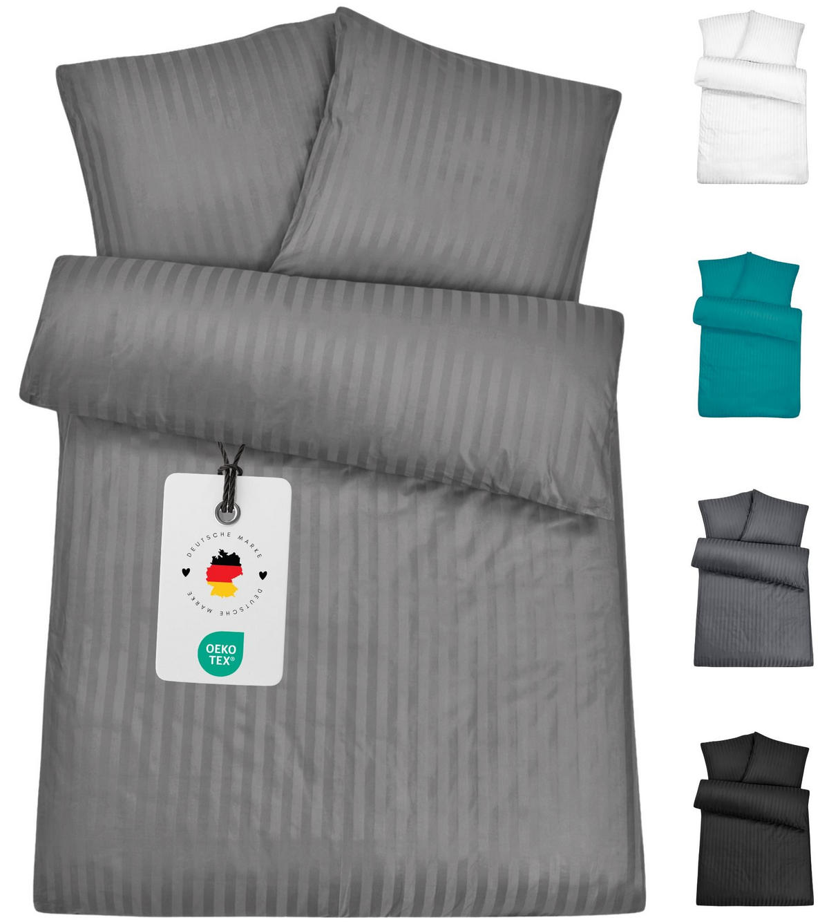 MIKROFASER-DAMAST-BETTWÄSCHE 135x200 cm Grau - Grau, Textil (135/200cm) - Carpe Sonno