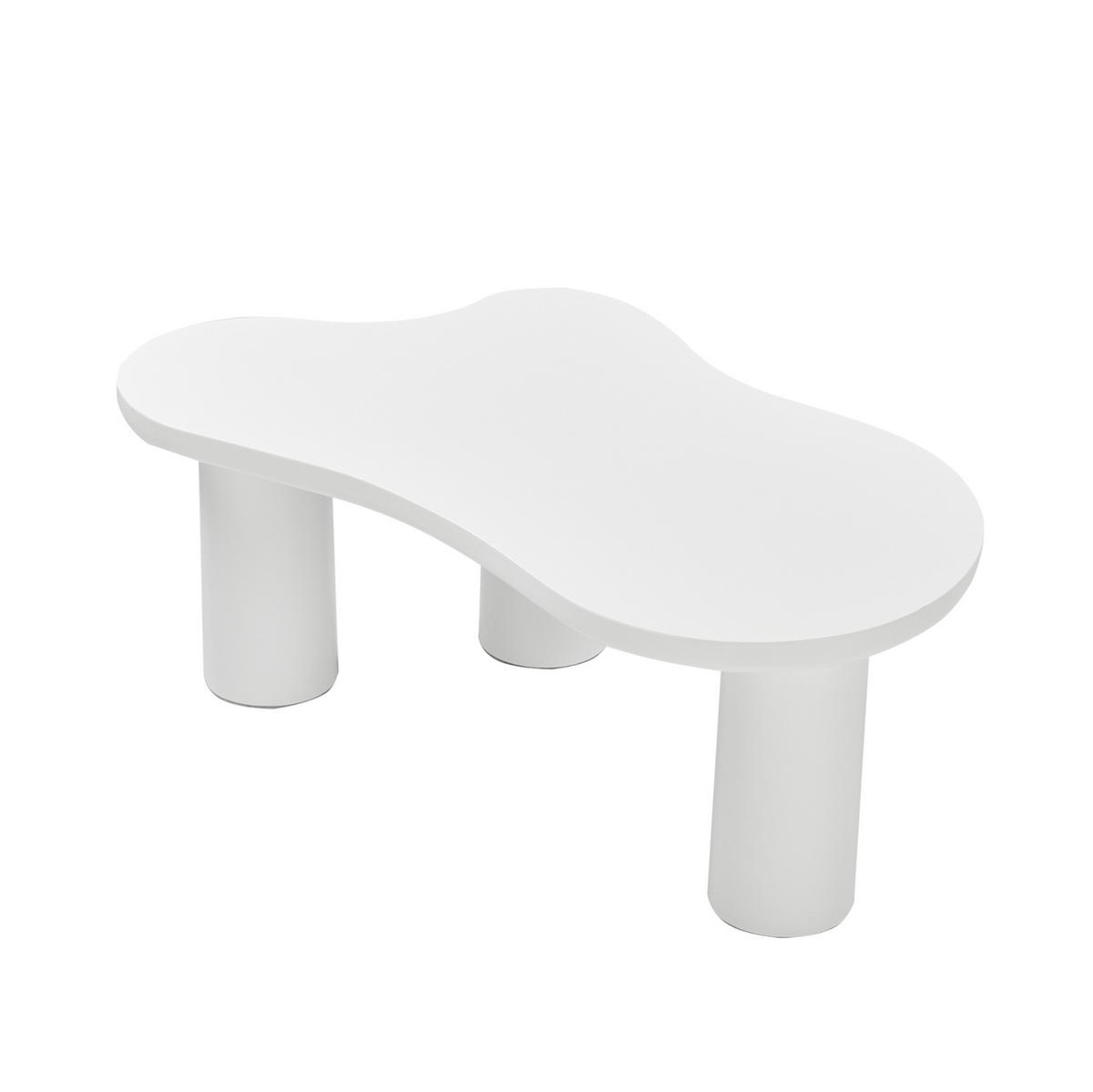 COUCHTISCH aus MDF und PVC 107x66x40,5 cm in Weiß mit Filzunterlagen - Weiß, Holzwerkstoff (107/66/40.5cm) - Modfu
