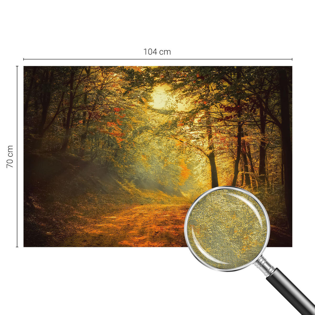 FOTOTAPETE 104x70 cm - Herbstlandschaft - Gelb, Textil (104/70cm) - Wallfluent