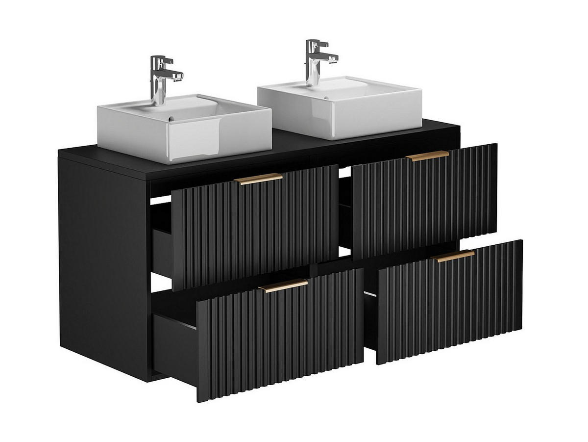 DOPPELWASCHTISCH - 120cm x 46cm - MDF - schwarz - ZEVARA - Schwarz, Holz (120/57/46cm) - Vente-Unique