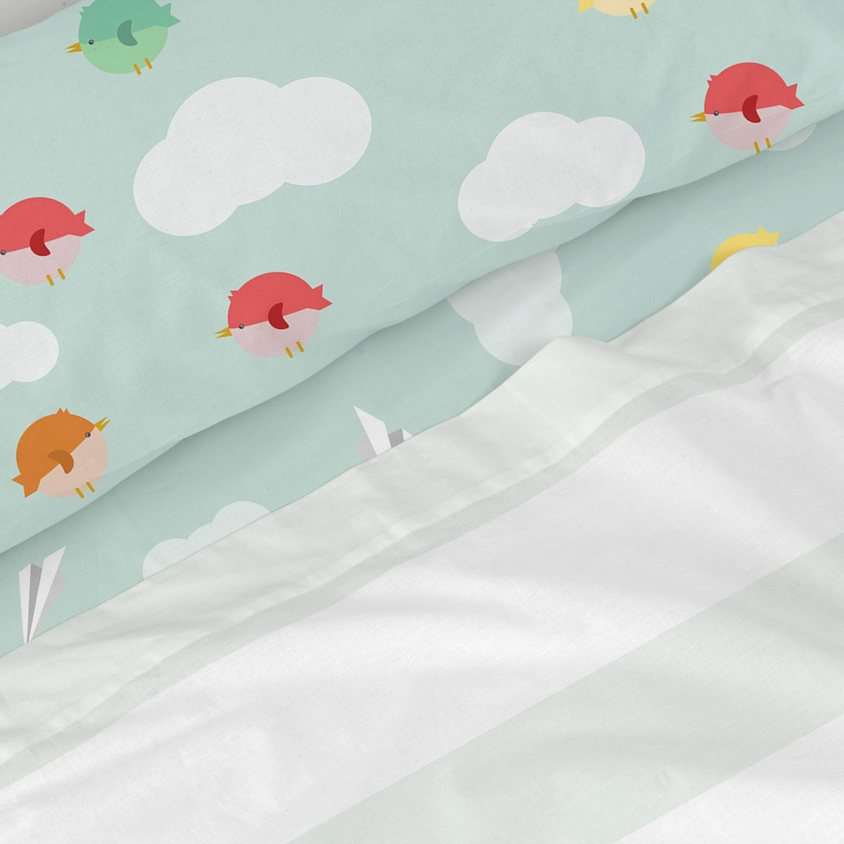 BETTWÄSCHE 2er-Set teiliges learning to fly 180x270 cm mehrfarbig - Multicolor, Textil (180/270cm) - Happy Friday