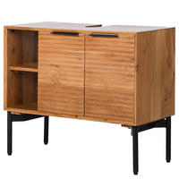 MASSIVER WASCHBECKENUNTERSCHRANK - Akazie massiv - Schwarz/Akaziefarben, Holz/Metall (80/66/38cm) - home24