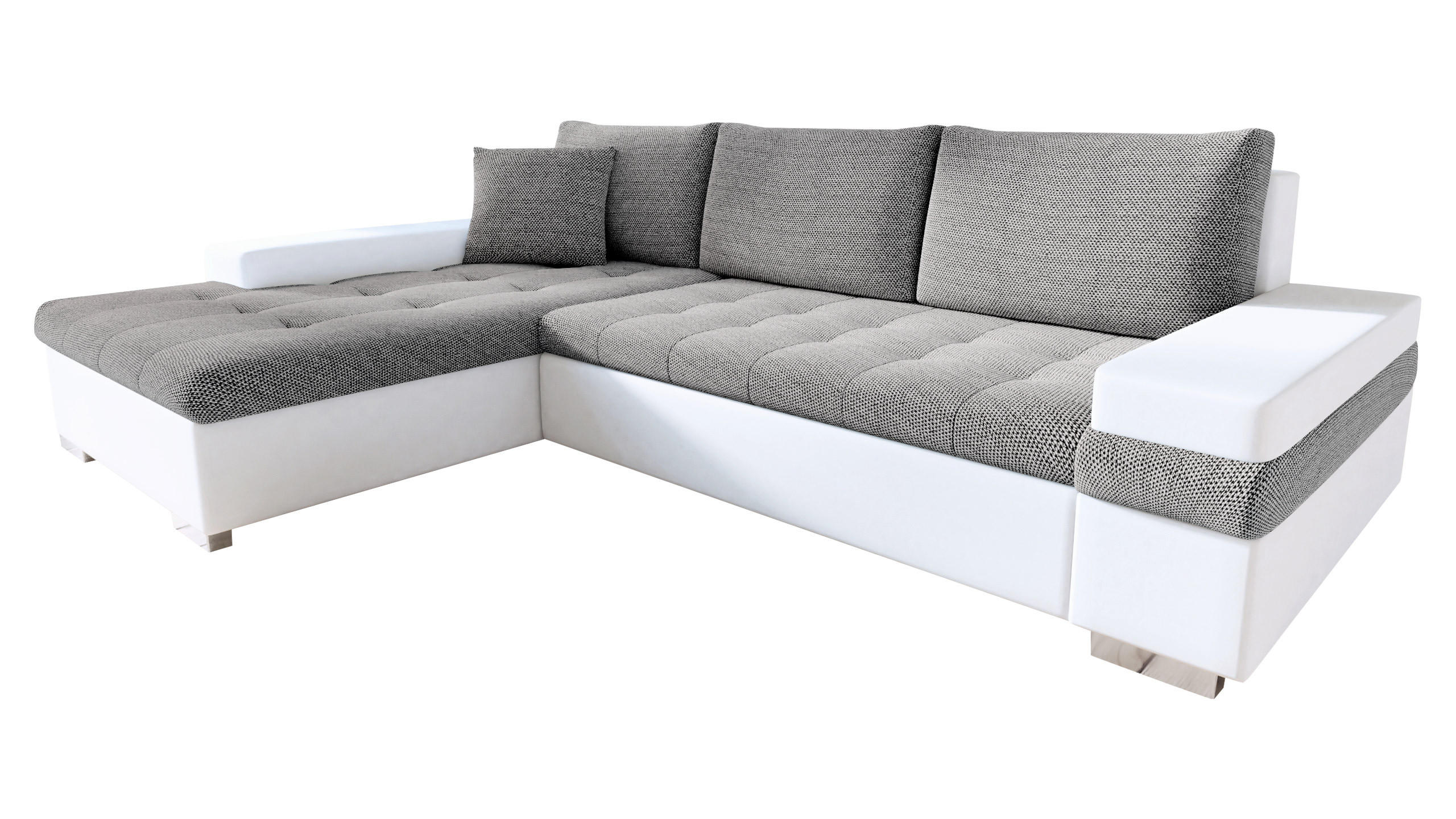 ECKSOFA Bangkok Mini - Silberfarben/Weiß, Holz/Textil (274/182cm) - MIRJAN24