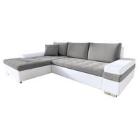 ECKSOFA Bangkok Mini - Silberfarben/Weiß, Holz/Textil (274/182cm) - MIRJAN24