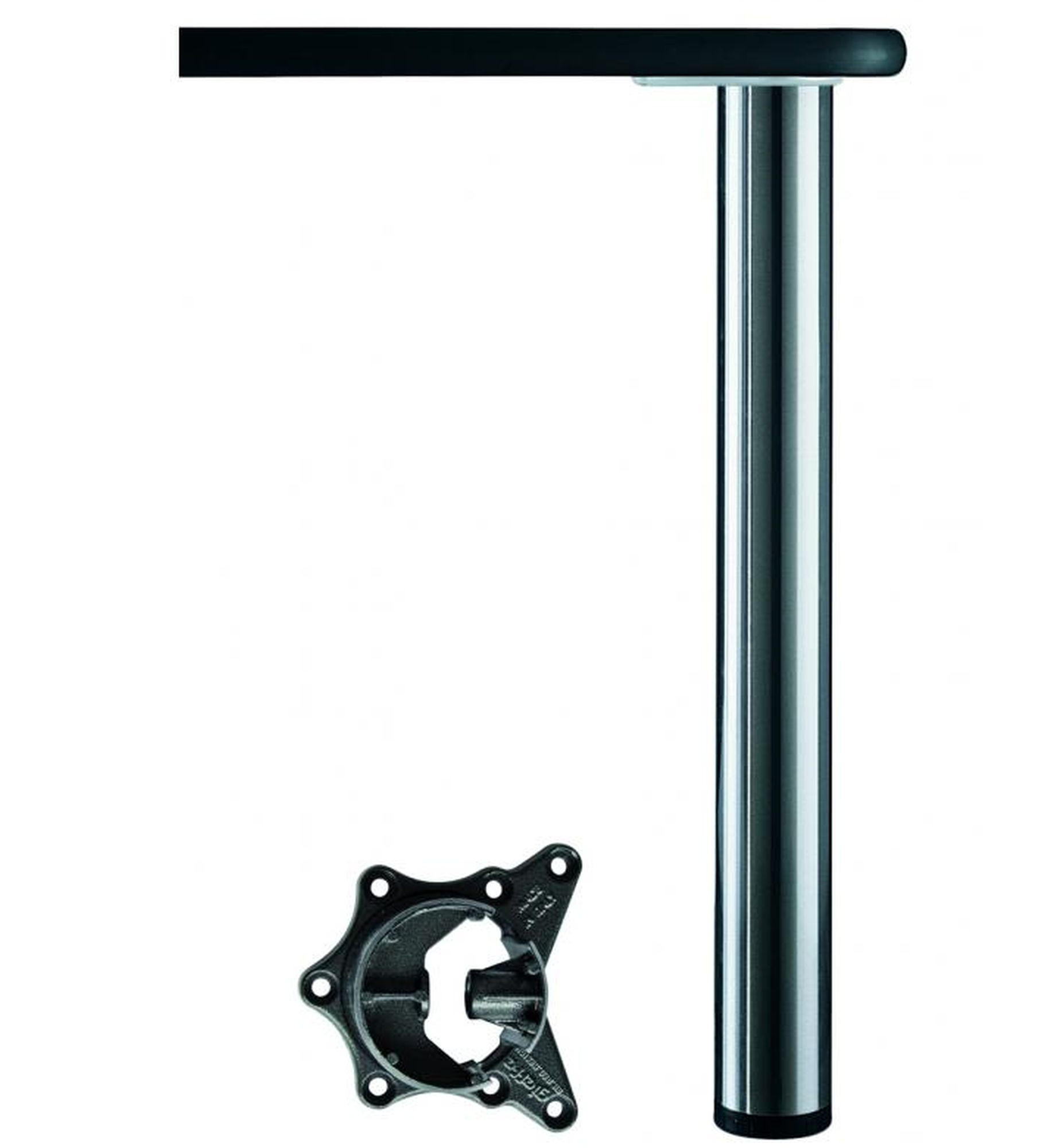 TISCHBEIN Alto 110cm Stützfuss Edelstahloptik Tischfuss höhenverstellbar + 2,5cm - Edelstahlfarben, Metall (6/110/110cm) - Livingpoint24