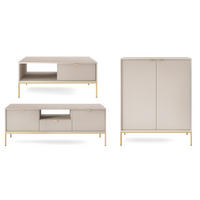 WOHNZIMMER-SET Nova Kaschmir / Gold 3-teilig - Kaschmir/Goldfarben, Holz/Holzwerkstoff (258/125/68cm) - Feldmann-Wohnen