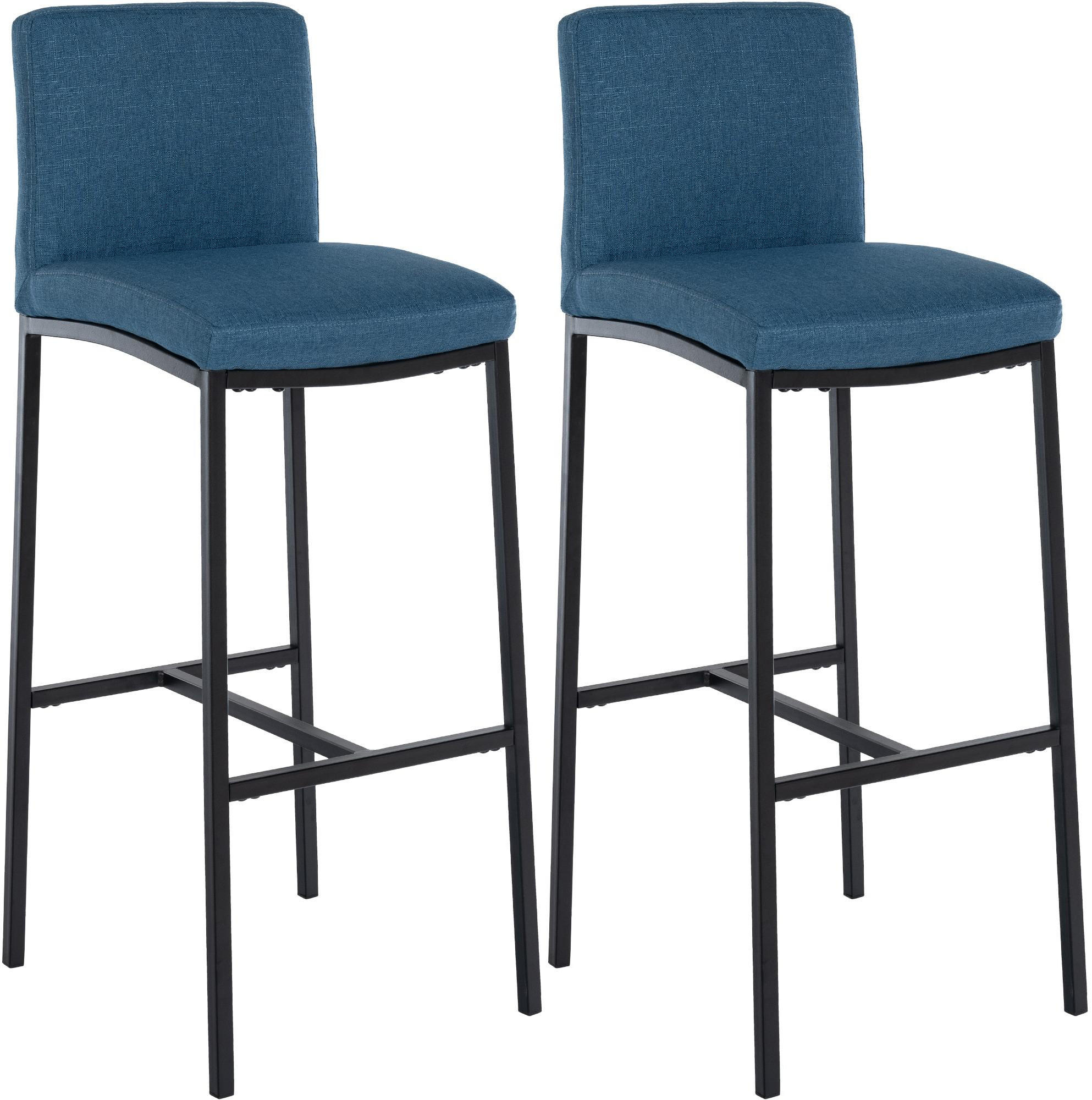 BARHOCKER 2er Set Stoff Blau - Blau/Schwarz, Textil/Metall (43/110/49cm) - CLP