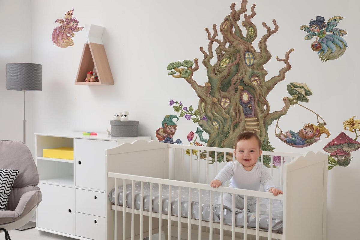 WANDAUFKLEBER 80x106cm - Feenwaldwesen - Multicolor, Kunststoff (80/106/0.1cm) - Wallfluent