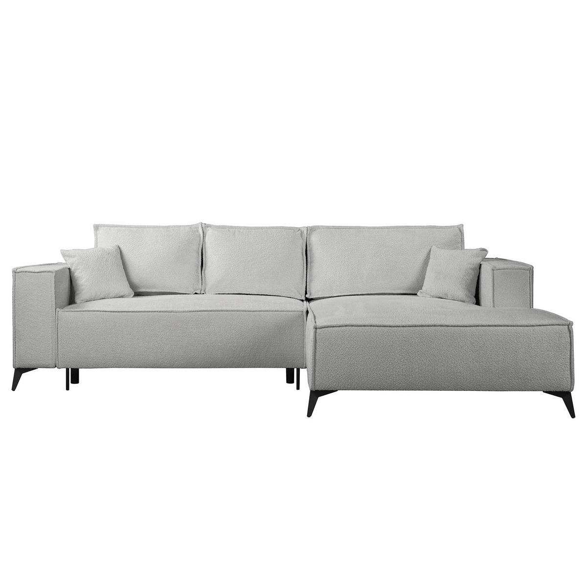 ECKSOFA mit Schlaffunktion - Schwarz/Grau, Textil (294/185cm) - home24