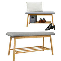 SITZBANK-SCHUHREGAL 90/34/44 cm, Hellgrau - Grau, Kunststoff (34/44/90cm) - Dunedesign
