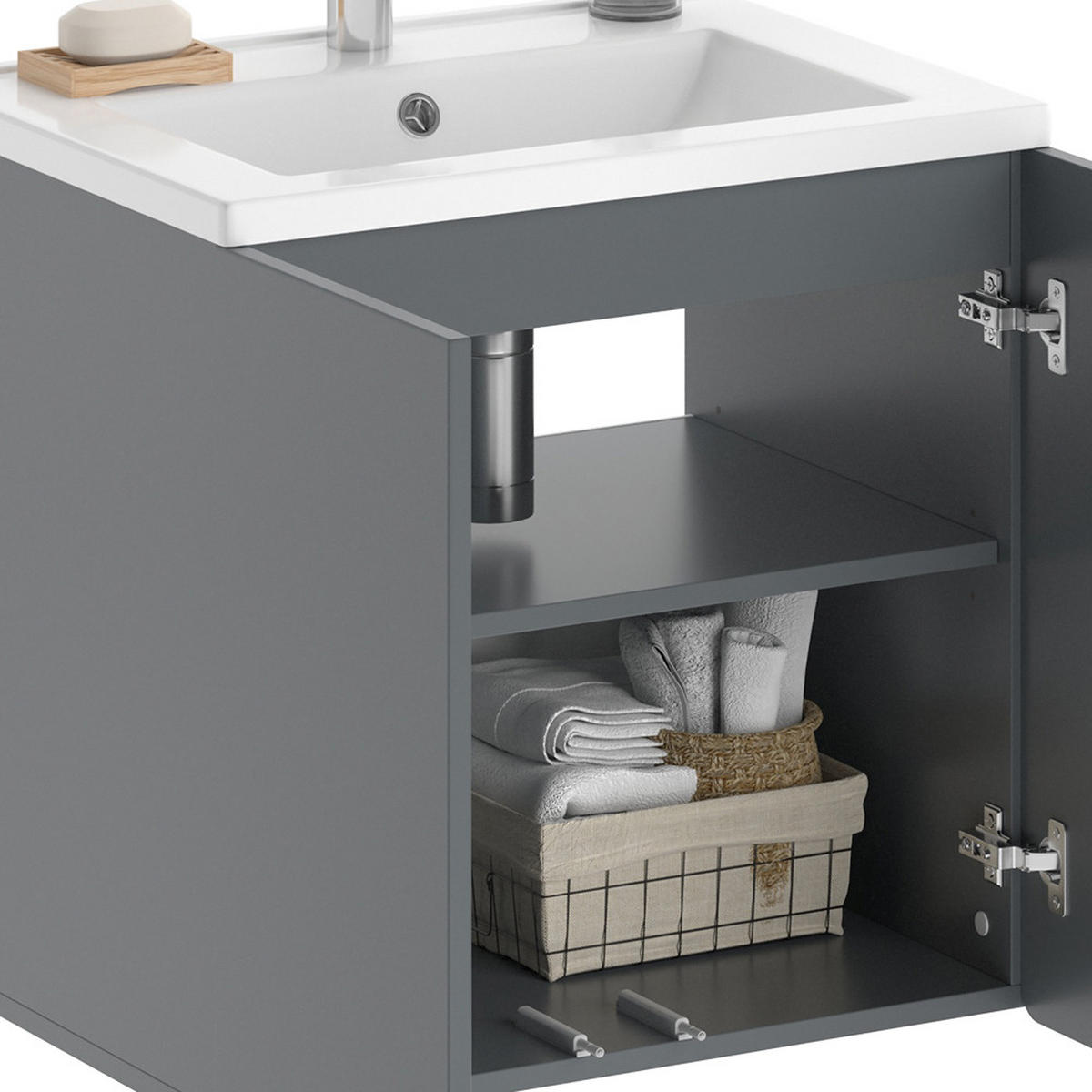 WASCHBECKENUNTERSCHRANK Izan Grau - Grau, Holzwerkstoff (61.8/57.8/44.8cm) - Vicco