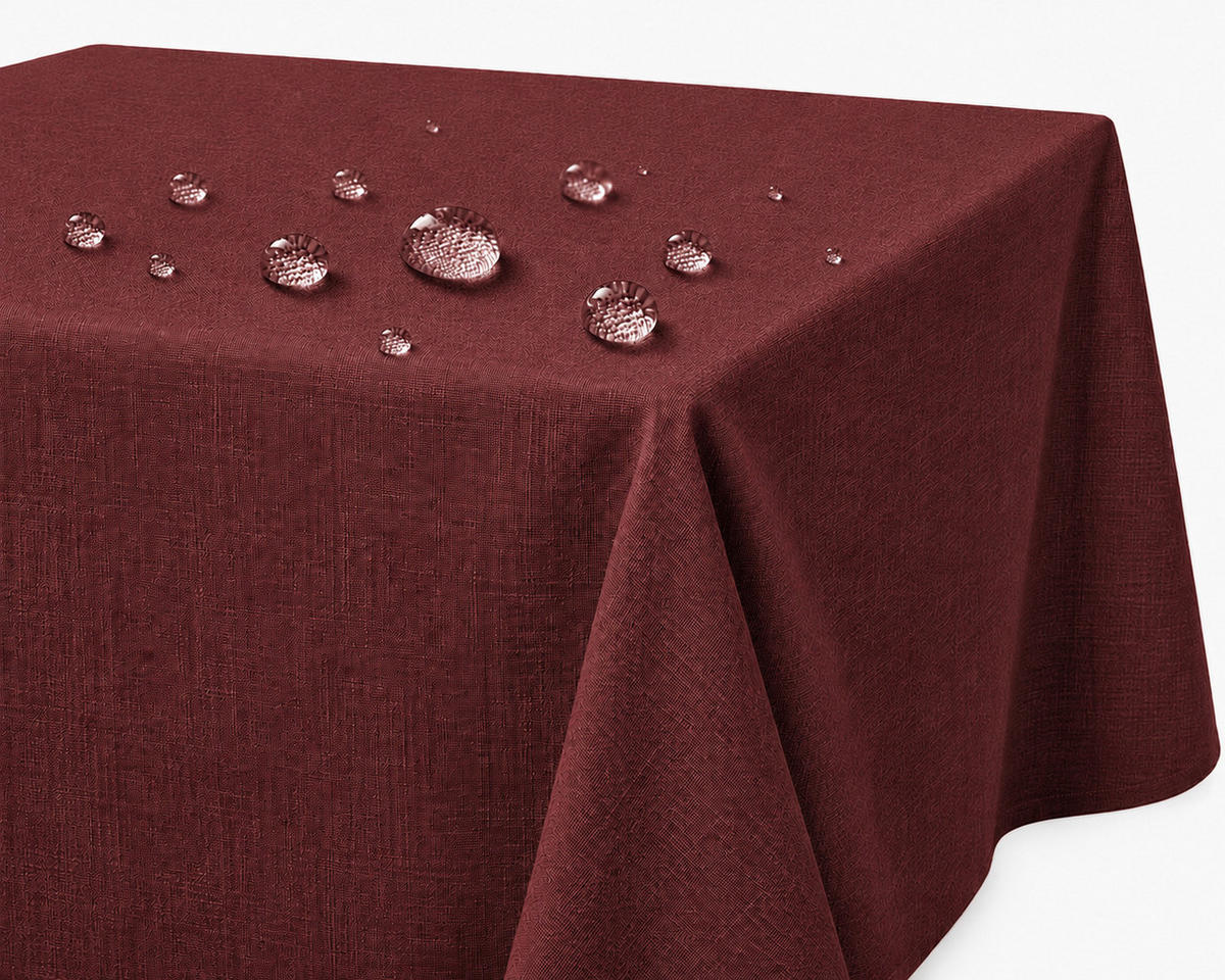TISCHDECKE Leinenoptik 90/90 cm eckig bordeaux - Bordeaux, Kunststoff (90/90cm) - TiborTex