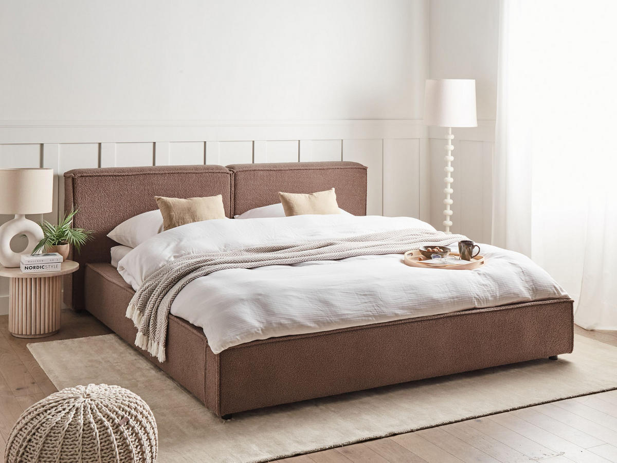 POLSTERBETT mit Lattenrost 160x200 cm Braun Linards - Braun, Textil (160/200cm) - Beliani