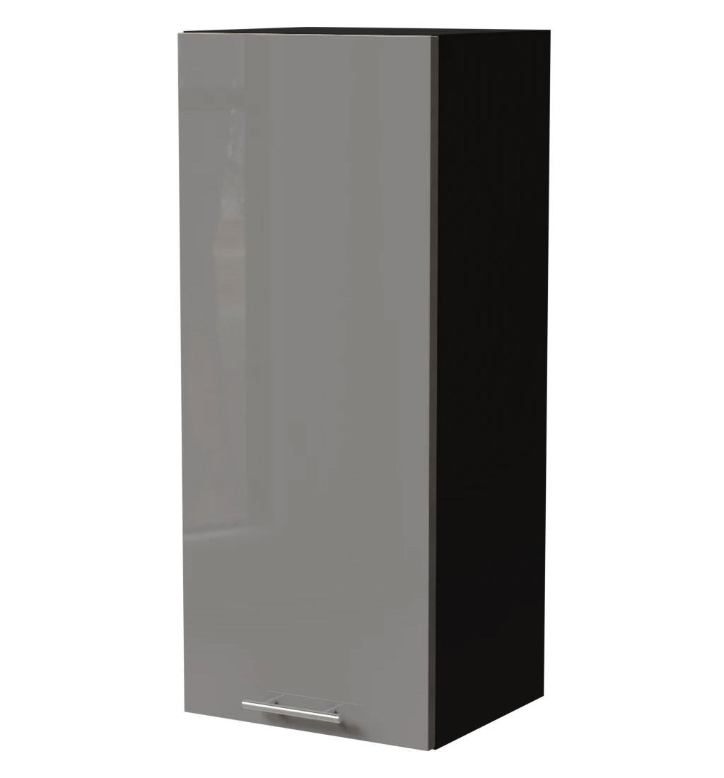 KÜCHENHÄNGESCHRANK W4/40 Essen Grau Hochglanz / Schwarz Matt 40 / 32,5 / 96cm - Schwarz/Grau, Holz/Holzwerkstoff (40/96/32.5cm) - Feldmann-Wohnen