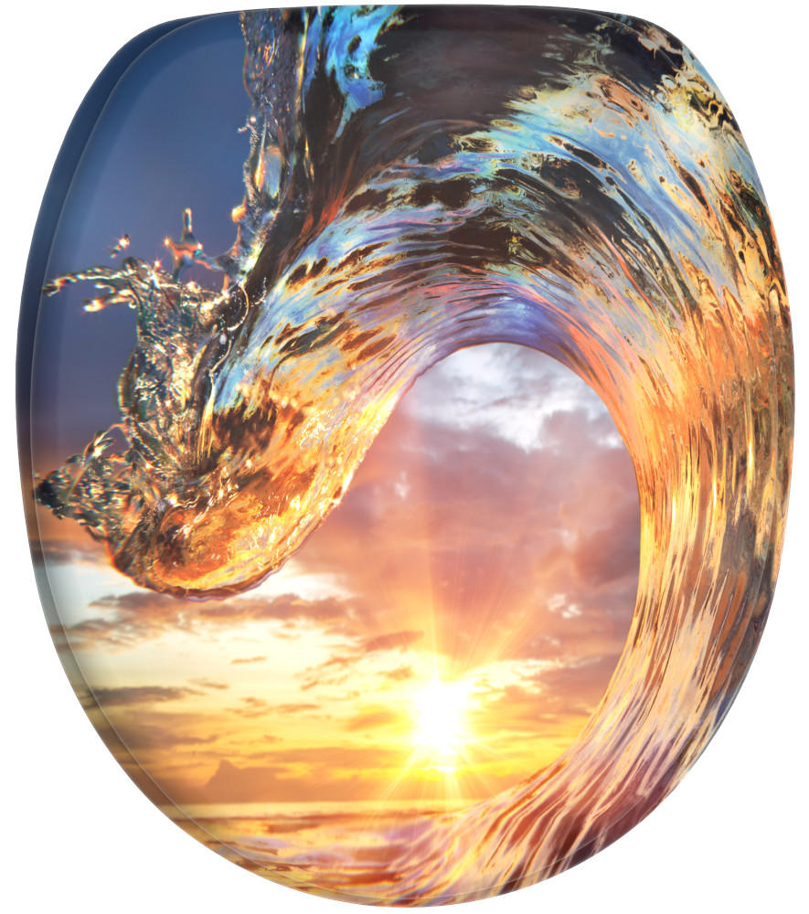 WC-SITZ mit Absenkautomatik Wave - Orange, Holzwerkstoff (38/6/47cm) - Sanilo