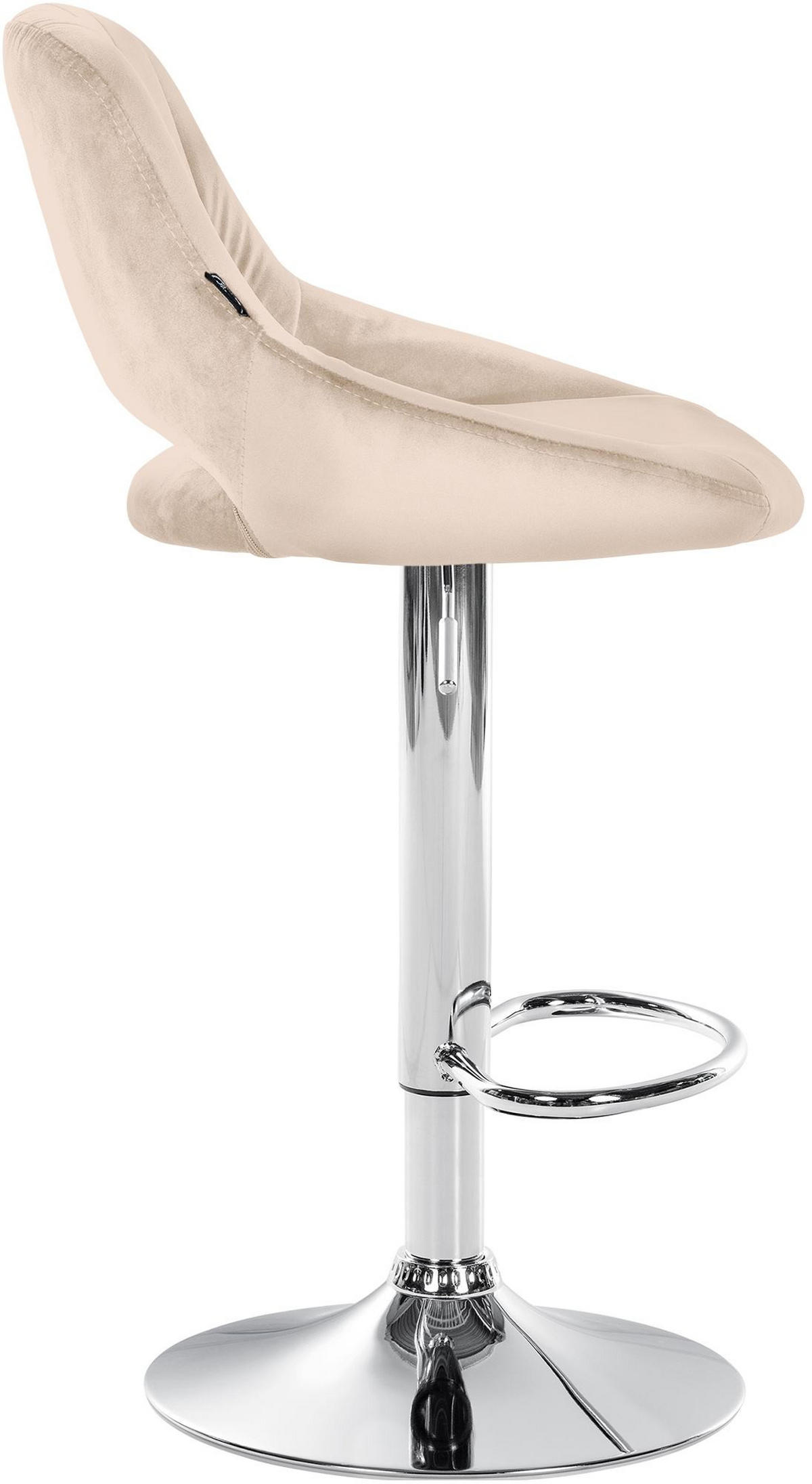 BARHOCKER 2er Set Samt creme - Chromfarben/Creme, Textil (47/85/48cm) - CLP