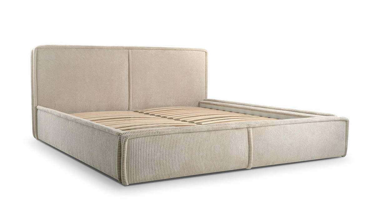 POLSTERBETT - Bett 04 - 160x200 - Beige (Poso 02) - Beige, Holz/Textil (160/200cm) - Möblo