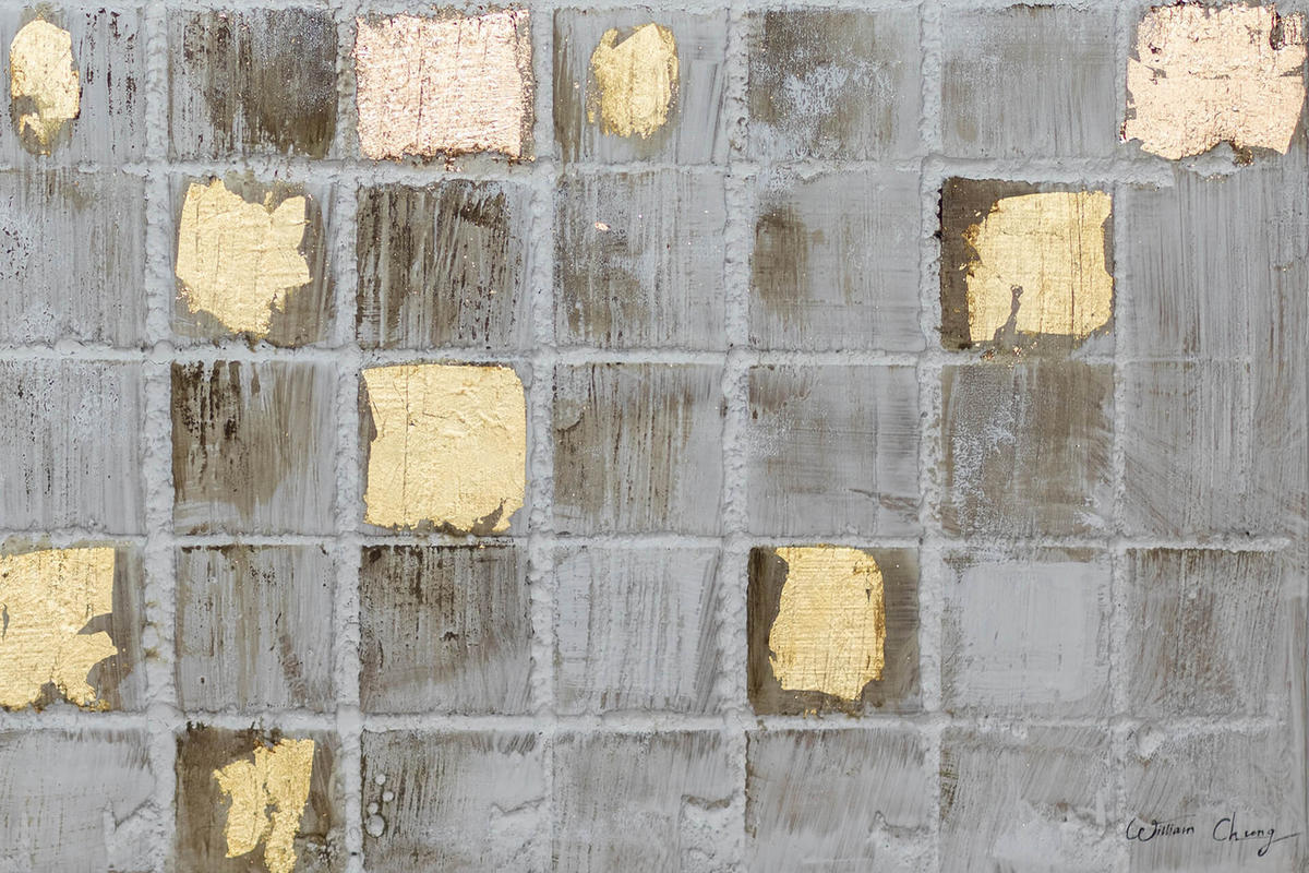 ACRYLBILD HANDGEMALT Grau 103/78 cm - Goldfarben/Grau, Textil (102.5/77.5cm) - KUNSTLOFT