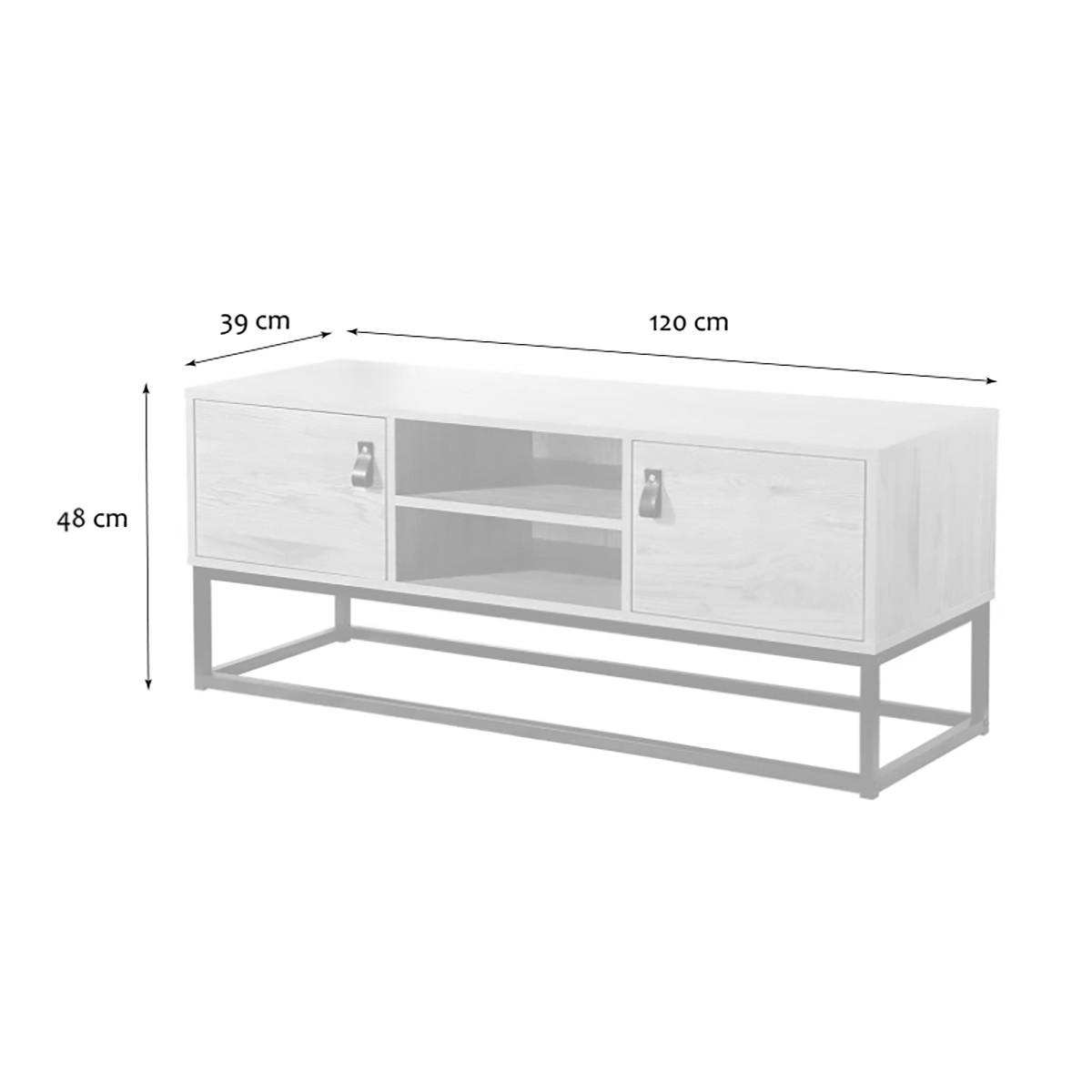 TV-MÖBEL Eiche Dekor 2 Türen und zentrale Ablage - L120 cm - Nussbaumfarben, Holzwerkstoff (39/48/120cm) - Calicosy