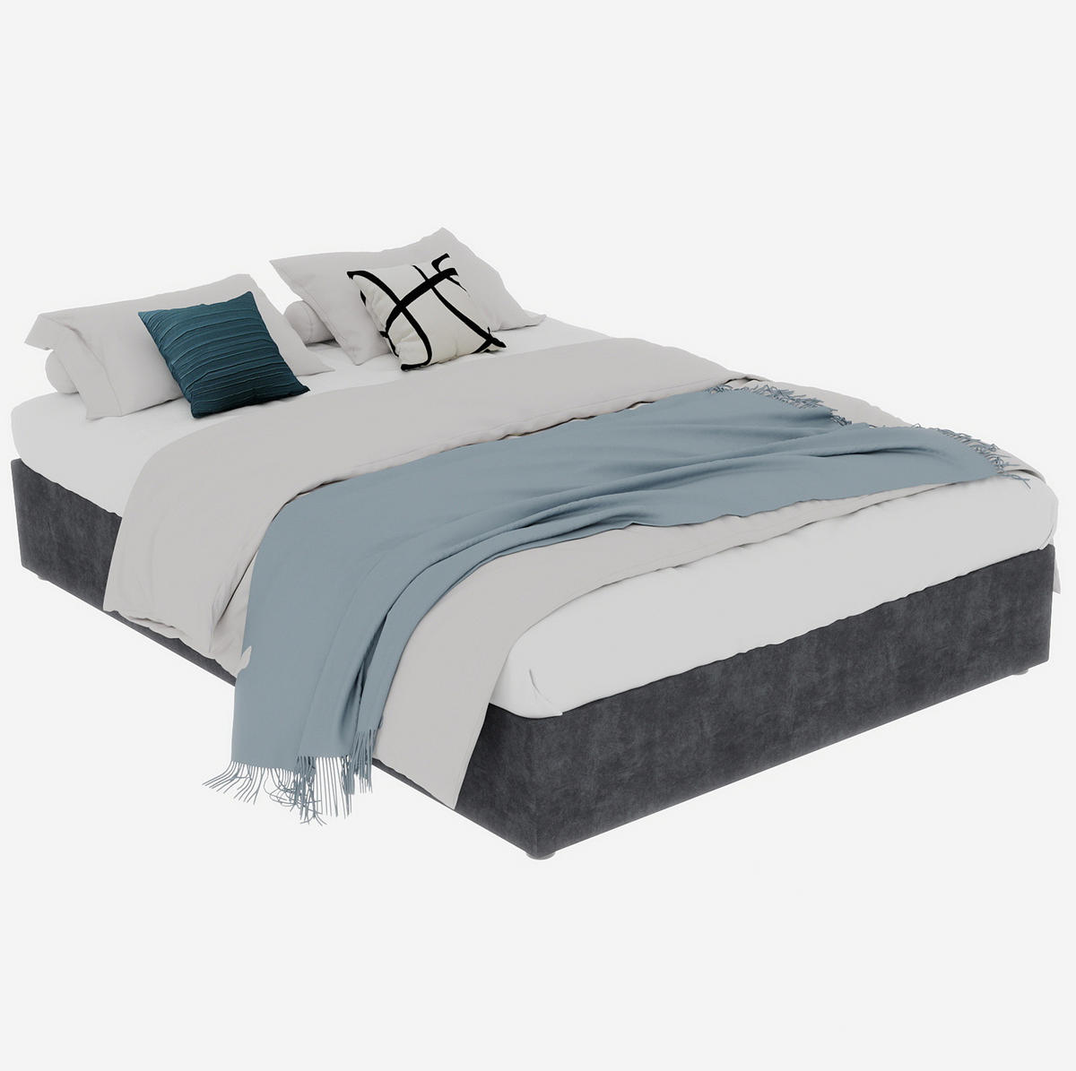 POSTEĽNÝ rám 140/200 cm sivý s plynovým zdvihom z látky a kovu - sivá, textil (140/200cm) - OKWISH