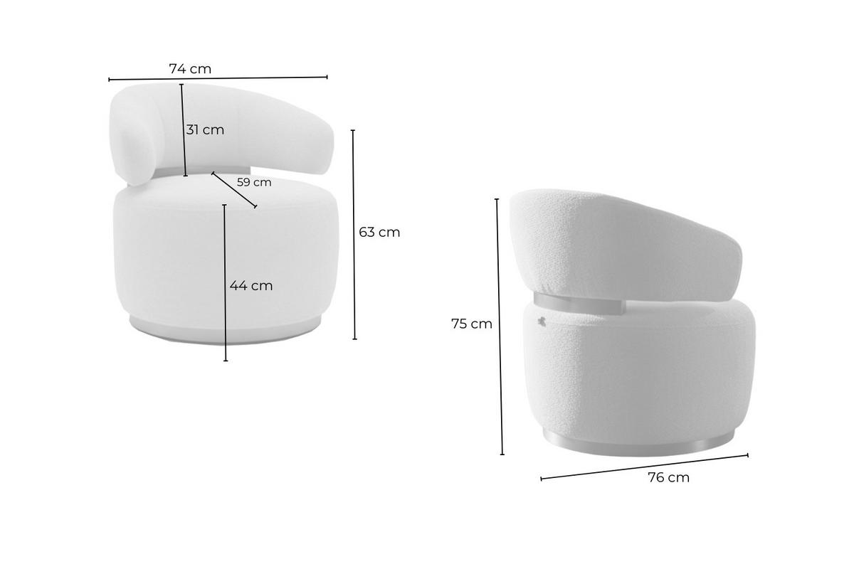 DREHSESSEL FARA Grau Microfaser Drehbar (360°) - Goldfarben/Grau, Textil/Metall (74/75/76cm) - KAWOLA