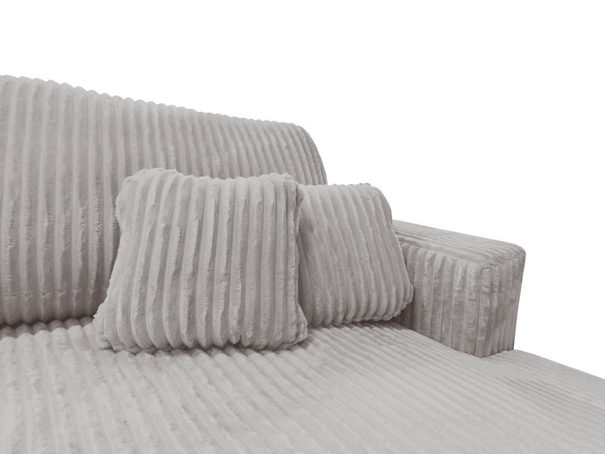 ECKSOFA Luna L rechts Hellgrau aus Cord - Hellgrau, Textil (271/195cm) - KS Home Concept