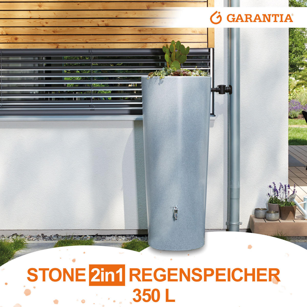 2IN1 Regentonne 350 L, silver inkl. Pflanzschale - Silberfarben, Kunststoff (62/150/62cm) - GARANTIA