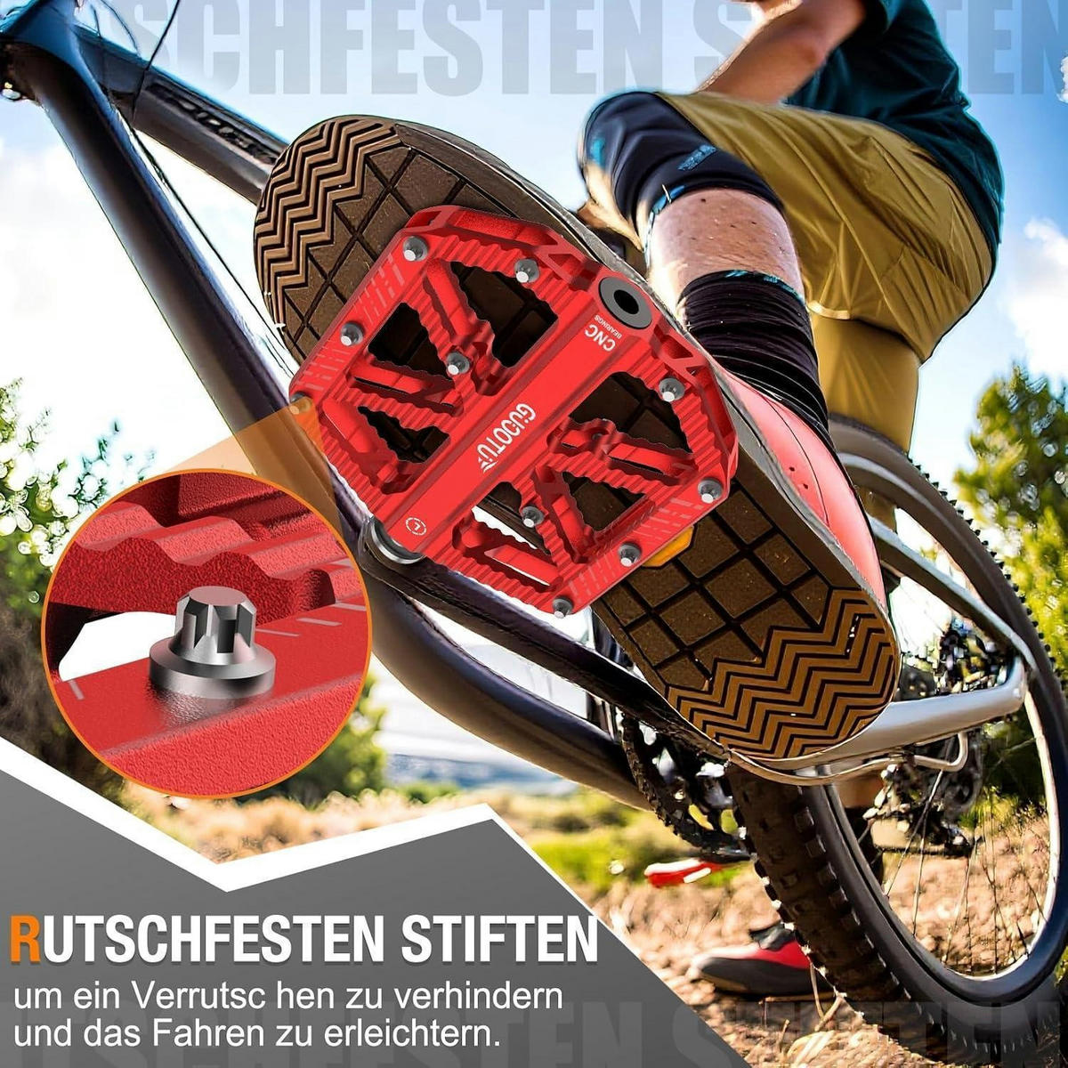 FAHRRADPEDALE Aluminium Rot mit Reflektoren - Rot, Metall (10/1.5/12cm)