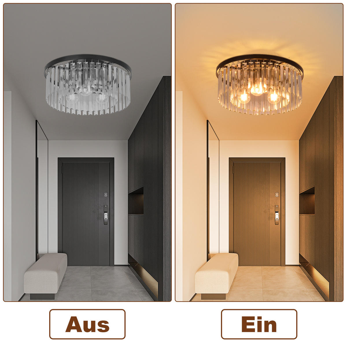 LED-DECKENLEUCHTE Zyrren 40/40/17 cm - Schwarz, Metall (40/40/17cm) - ZMH