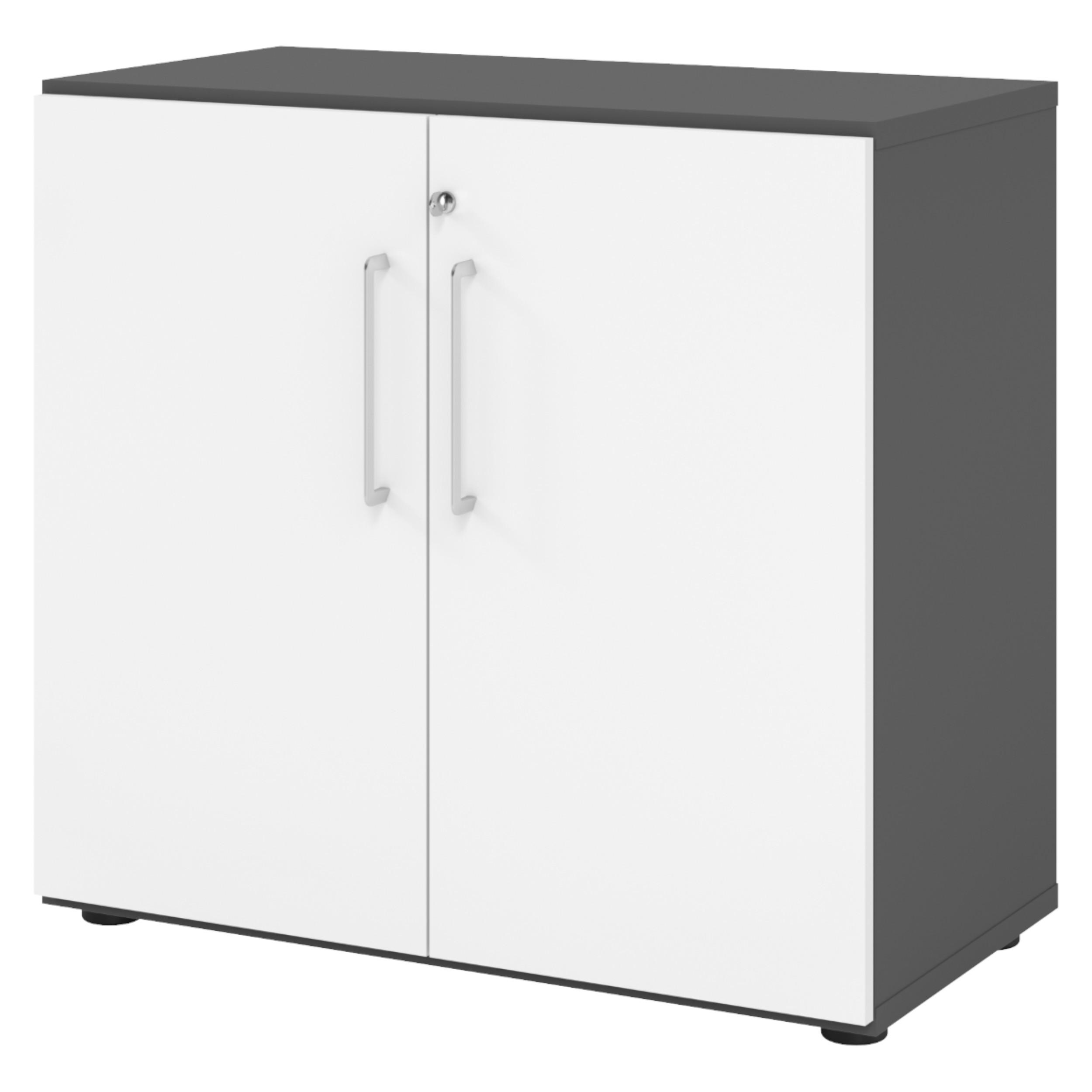 AKTENSCHRANK - 2 Ordnerhöhen 42/80/74,8 cm in Graphitfarben/Weiß - Graphitfarben/Weiß, Holzwerkstoff (80/74.8/42cm) - bümö