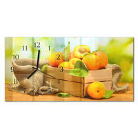 WANDUHR 60x30 cm - Abstrakte Kunst - Gelb, Glas (60/30/0.4cm) - TULUP