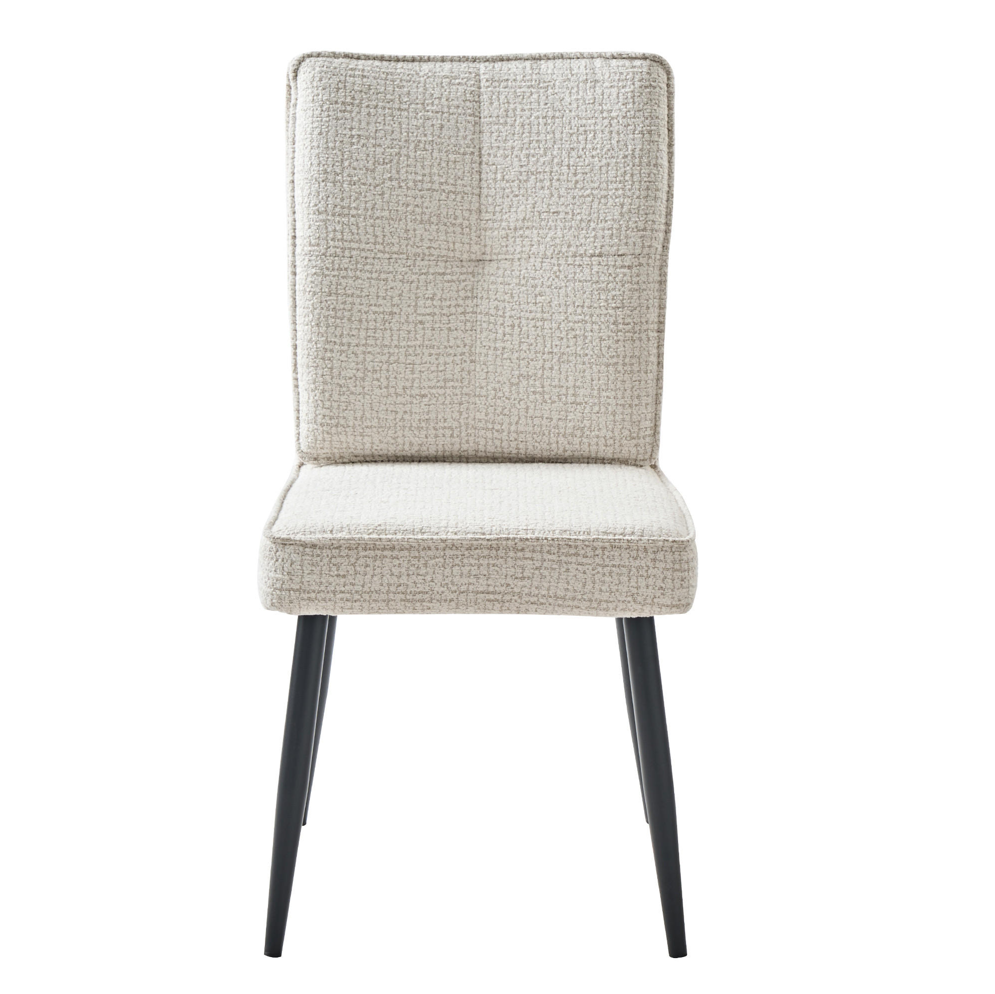 STUHL 2er-Set mit Metallbeinen Chenille Cremeweiß - Weiß, Metall (41/90.5/44cm) - Meubliv