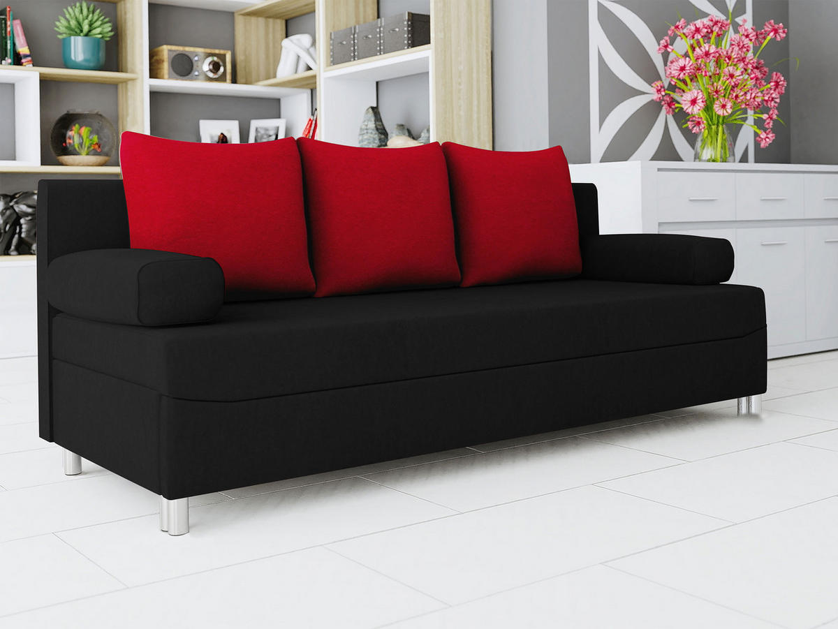 SCHLAFSOFA Dover - Chromfarben/Rot, Holz/Kunststoff (192/86/80cm) - MIRJAN24