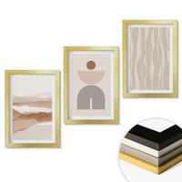 WANDBILDER 3er Set - 20x30 cm Goldrahmen - Abstrakte Landschafts- und Naturgeometrie - Goldfarben, Kunststoff (20/30cm) - ArtPrintCave