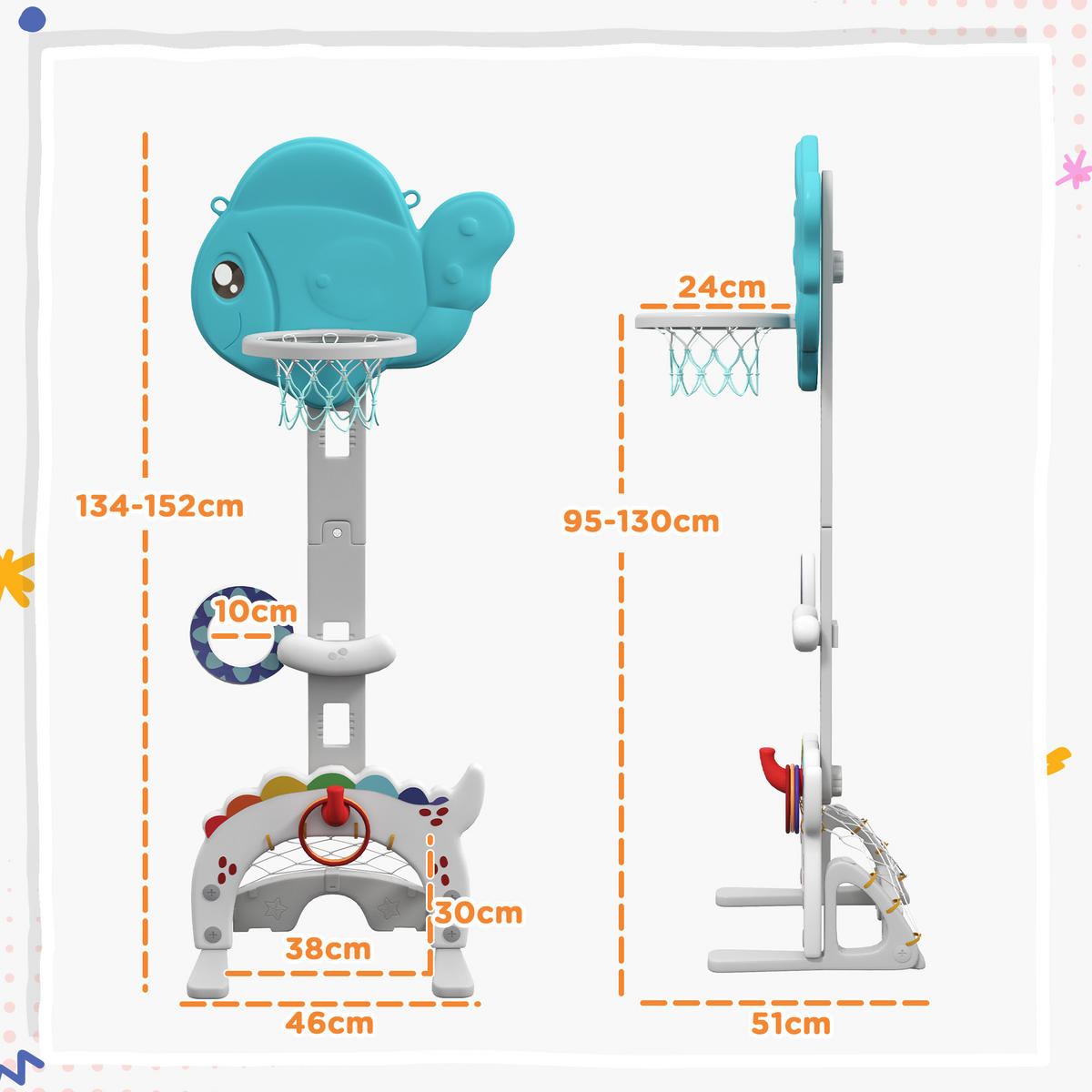 BASKETBALLKORB DE-18391 Blau/Grau - Multicolor, Kunststoff (46/51cm) - ComfortXL