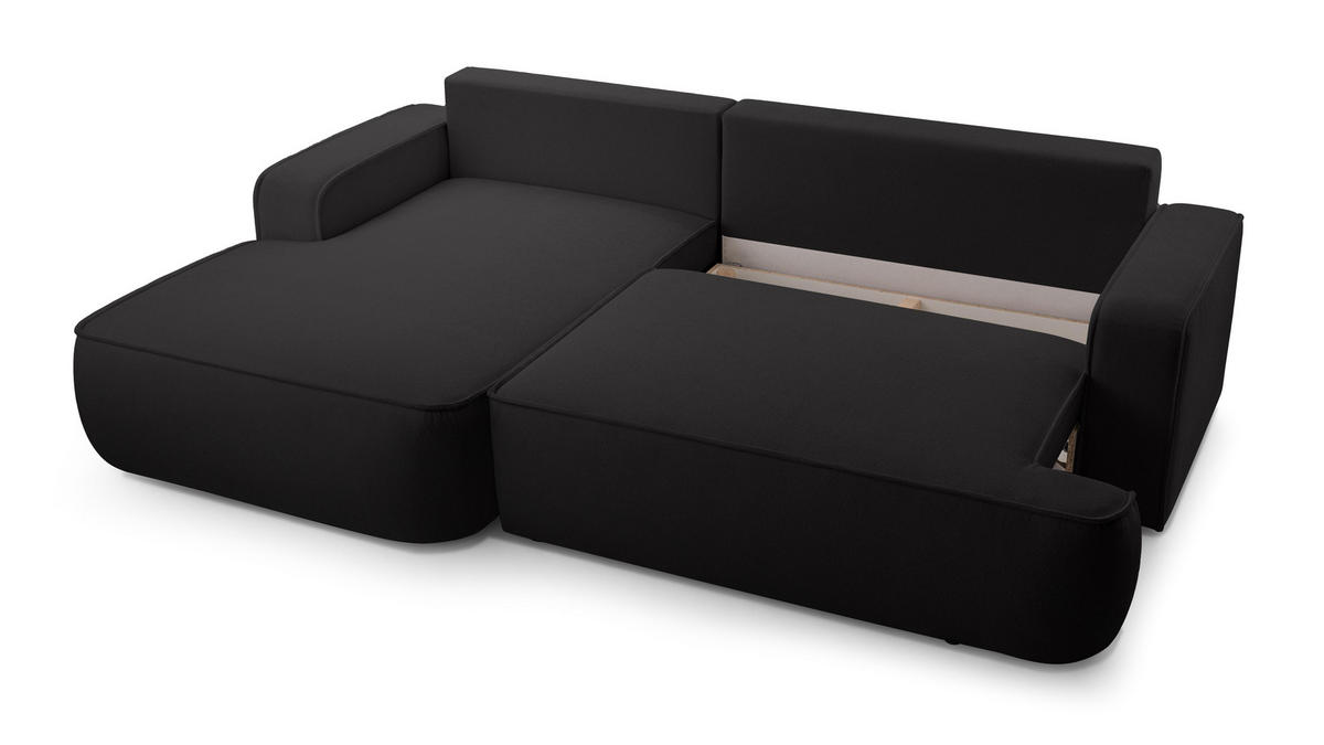 ECKSOFA L Form Ablia Schwarzes 267/168/87 cm mit Schlaffunktion L - Schwarz, Kunststoff/Textil (168/267cm) - AX Living
